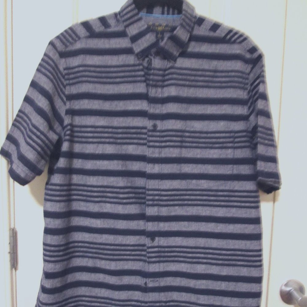 Men's Club Room Short Sleeve Striped Shirt L